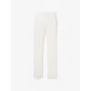 4th & Reckless Womens White Palais Plissé Straight-leg Mid-rise Satin Trousers