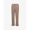 4th & Reckless Womens Olive Palais Plissé Straight-leg Mid-rise Satin Trousers
