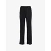 4th & Reckless Womens Black Palais Plissé Straight-leg Mid-rise Satin Trousers