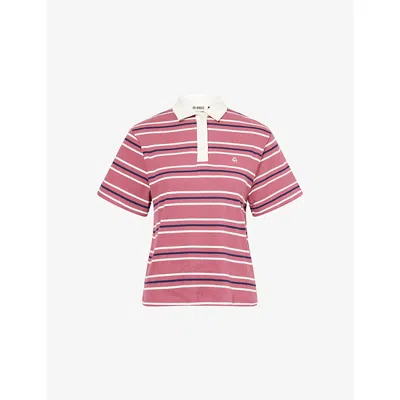 4th & Reckless Womens Berry Ralph Striped Cotton Polo Shirt In Purple