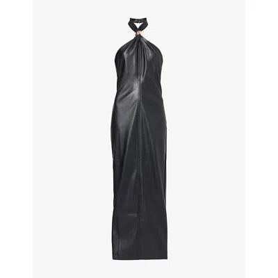 4th & Reckless Womens  Rhea Halter-neck Faux Leather Midi Dress In Black