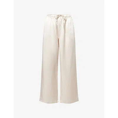 4th & Reckless Womens Cream Shelby Wide-leg Satin Trousers In White