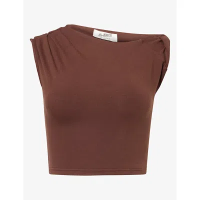 4th & Reckless Womens  Sofi Twist Detail Jersey-stretch Top In Brown