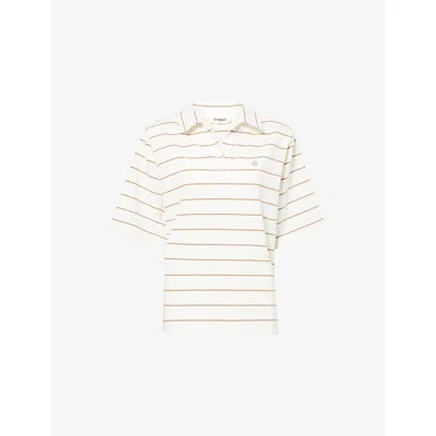 4th & Reckless Womens Multi Sona Striped Cotton Polo Top In White