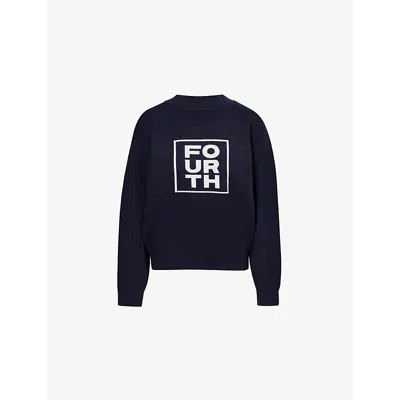 4th & Reckless Womens Valene Stretch-knit Sweatshirt Navy