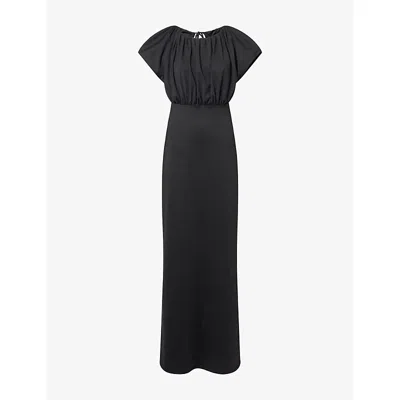 4th & Reckless Bodycon Maxi Dress With Soft Jersey Draped Top And Tie Open Back Detailing In Black