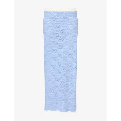 4th & Reckless Womens  Yasmin Crochet Knit Maxi Skirt In Blue