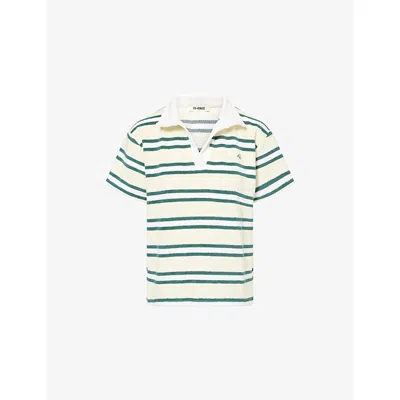 4th & Reckless Womens Yellow Stripe Zita Striped Cotton-blend Polo Top In Green