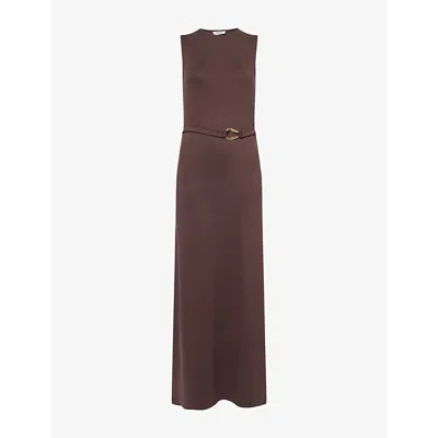 4th & Reckless Womens Arden Sleeveless Stretch-jersey Maxi Dress Chocolate In Brown