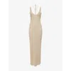 4th & Reckless Womens Beige Dion Ribbed Knitted Maxi Dress