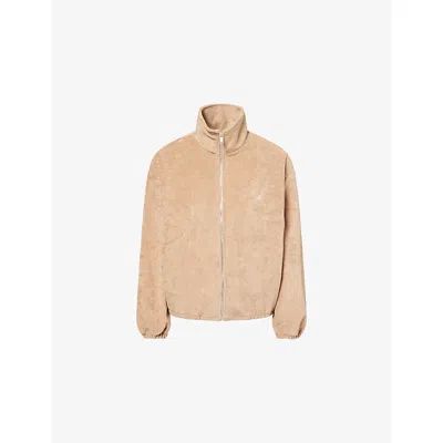 4th & Reckless Womens Beige Drift Logo-embroidered Cotton-blend Towelling Jacket In Neutral