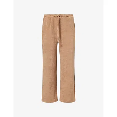 4th & Reckless Womens Beige Drift Wide-leg Cotton-blend Trousers In Nude