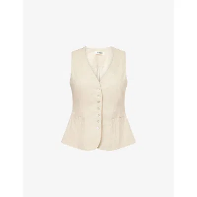 4th & Reckless Womens Beige Milo Tailored Linen-cotton Waistcoat