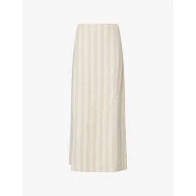4th & Reckless Womens Beige Stripe Tate Striped Woven Maxi Skirt
