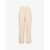 4th & Reckless Womens Vivian Wide-leg Cotton-poplin Trousers Beige