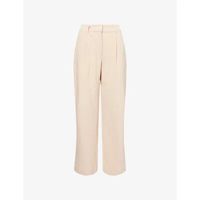 4th & Reckless Womens Vivian Wide-leg Cotton-poplin Trousers Beige