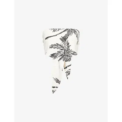 4th & Reckless Womens Beige Yasmina Printed Woven Scarf Top
