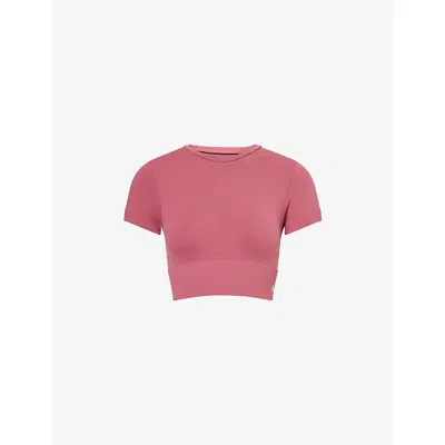 4th & Reckless Womens Brogan Crop Stretch-woven Top Berry Xs