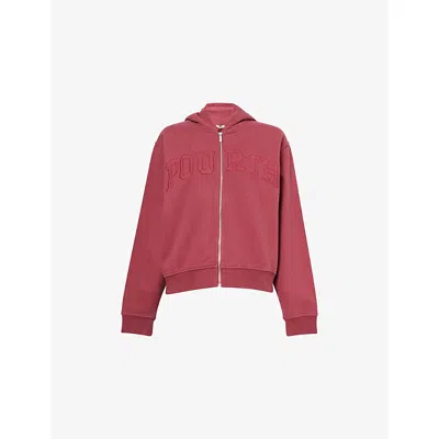 4th & Reckless Womens Berry Sienna Logo-embroidered Cotton Hoody In Purple