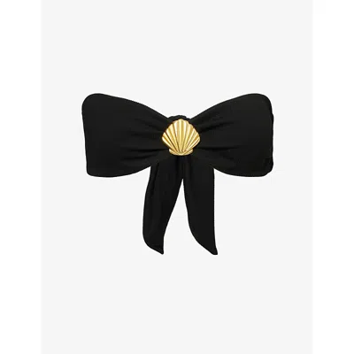 4th & Reckless Womens Black Aera Shell Bandeau Bikini Top