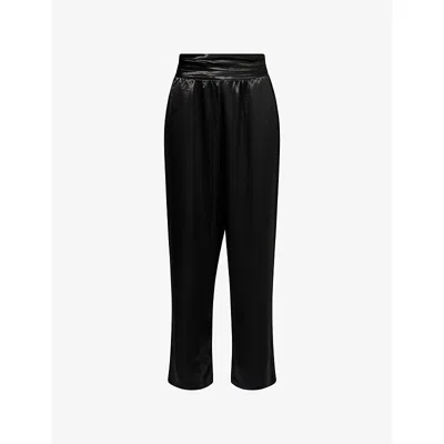 4th & Reckless Womens Black Francoise Pleated-waist Satin Trousers