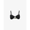 4th & Reckless Womens Mimi Ruched Underwired Bikini Top Black In Black