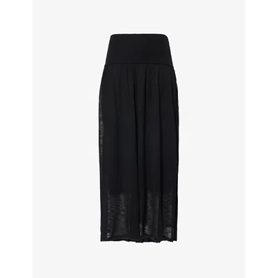 4th & Reckless Womens Black Nikki Pleated Knitted Midi Skirt