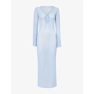 4th & Reckless Womens Blue Annie Knitted Maxi Dress