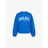 4th & Reckless Womens Blue Ariana Text-embroidery Cotton-jersey Sweatshirt In Blue