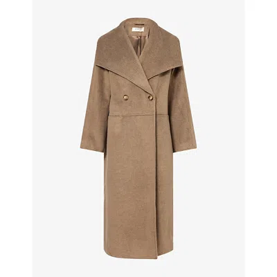 4th & Reckless Womens Brown Cody Shawl-collar Woven Coat