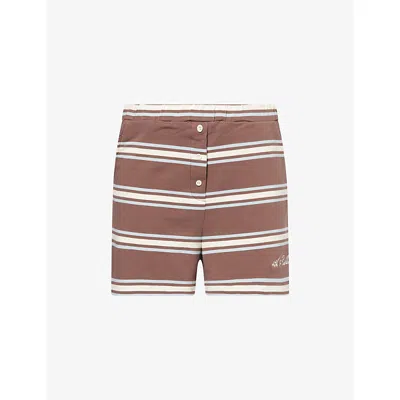 4th & Reckless Womens Brown Emily Striped Stretch-cotton Shorts In Animal Print