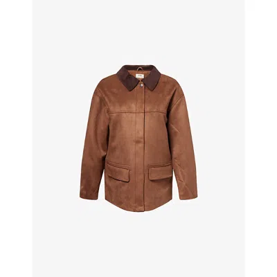 4th & Reckless Womens Brown Shae Faux-suede Jacket
