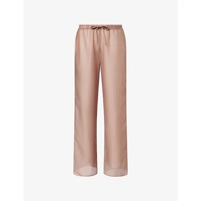 4th & Reckless Womens Brown Shar Wide-leg Sheer Trousers