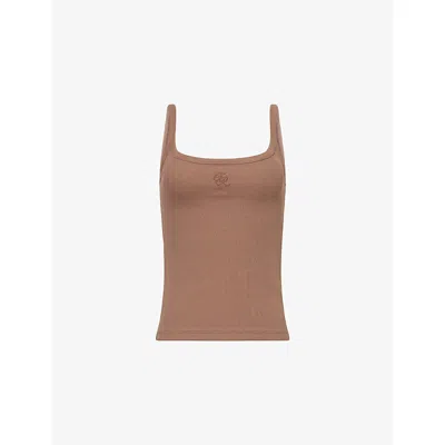 4th & Reckless Womens Brwn Scoop-neck Ribbed-cotton Tank Top In Brown