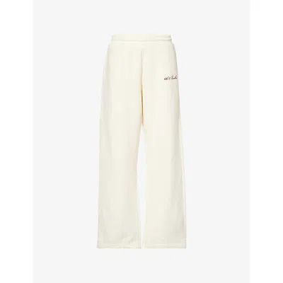 4th & Reckless Womens Fergie Logo-embroidered Cotton-jersey Jogging Bottoms Buttercream