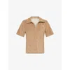 4th & Reckless Womens Camel Zita Towelling Short-sleeve Woven Polo Shirt Xs In Neutral