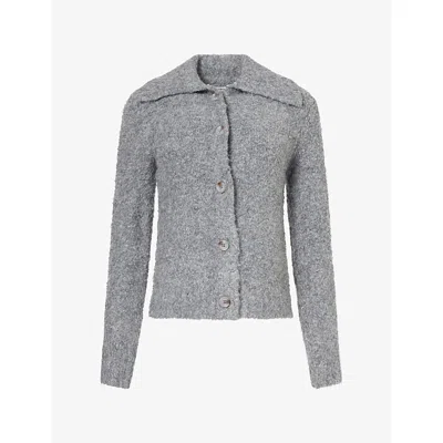 4th & Reckless Womens Carson Collared Knitted Cardigan Grey In Gray