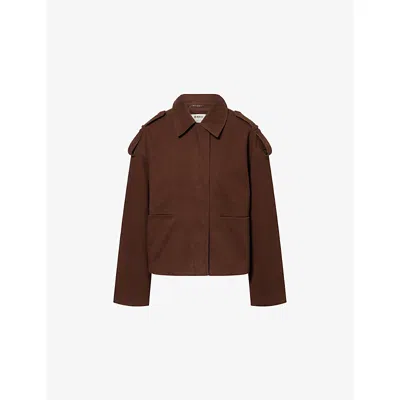 4th & Reckless Womens Choc Kourt Classic-collar Cotton Jacket In Brown