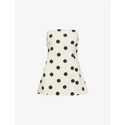 4th & Reckless Womens Athena Polka-dot Woven Bandeau Top Chocolate