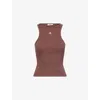 4th & Reckless Womens Everyday Racer Logo-embroidered Stretch-cotton Vest Top Chocolate