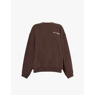 4th & Reckless Womens Chocolate Fillipa Logo-embroidered Cotton Sweatshirt In Brown