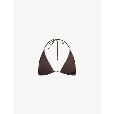 4th & Reckless Womens Chocolate Jaya Tie Triangle Bikini Top