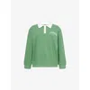 4th & Reckless Womens Clover Logo-embroidered Cotton-jersey Polo Sweatshirt Green