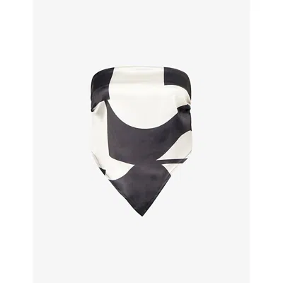 4th & Reckless Womens Contrast Iris Pointed-hem Bandeau Top
