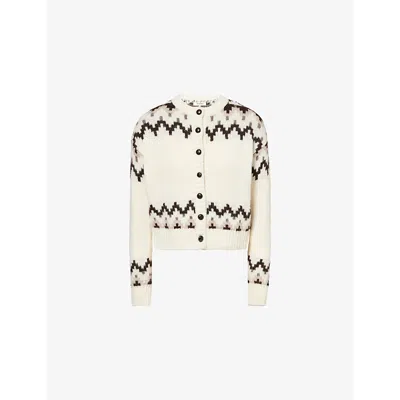 4th & Reckless Womens Cream Brandon Fair Isle Knitted Cardigan In Neutral