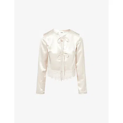 4th & Reckless Womens Cream Candice Lace-trim Satin Top In Multi