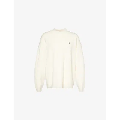4th & Reckless Womens Cream Cleo High-neck Brand-embroidered Knitted Jumper