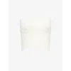 4th & Reckless Womens Cream Elena Sheer Corset Cotton-blend Knitted Top In White