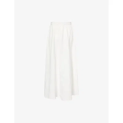 4th & Reckless Womens Cream Issie Floaty A-line Cotton Maxi Skirt In White