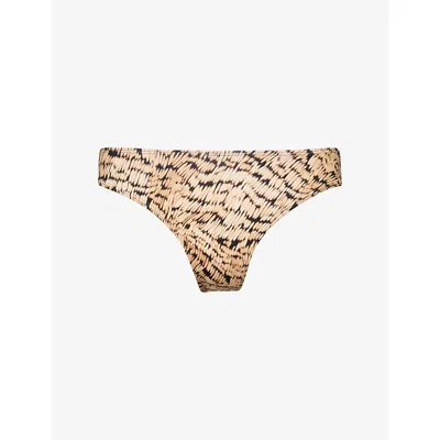 4th & Reckless Womens Dye Print Dori Abstract-print High-leg Bikini Bottoms In Orange